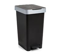 TATAY Smart 25L Rubbish Bin Kitchen with Pedal | Compact and Functional Design | For Indoor and Outdoor Use | Fits 30L Bags | BPA-Free Durable Plastic | 26x36x47cm, Black