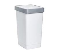 Tatay Smart 25L Rubbish Bin Kitchen with Swing Lid | Compact and Functional | Indoor and Outdoor Use | Fits 30L Bags | BPA-Free Durable Plastic | 26x34x47cm, White