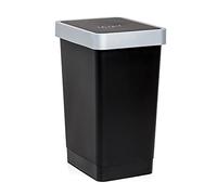 Tatay Smart Tilting Lid Bin, 25L Capacity, Polypropylene, BPA Free, 30L Trash Bag, Black, Measures 26 x 34 x 47 cm