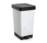 Tatay Smart Pedal Bin, 25L Capacity, Retractable Pedal, Polypropylene, BPA Free, 30L Trash Bag. Marble. Measures 26 x 36 x 47cm
