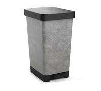 TATAY Smart Deco 25L Rubbish Bin Kitchen with Pedal | Compact and Functional Design | Indoor and Outdoor Use | Fits 30L Bags | BPA-Free Durable Plastic | 26x36x47cm, Stone Effect