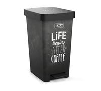 TATAY Smart Deco 25L Rubbish Bin Kitchen with Pedal | Compact and Functional Design | Indoor and Outdoor Use | Fits 30L Bags | BPA-Free Durable Plastic | 26x36x47cm, Slate Effect