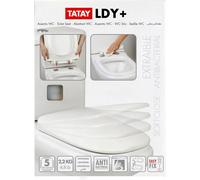 TATAY Toilet Seat Duroplast Compatible with DAMA Retro | Soft-Close | Quick-Release, Easy Clean | High Resistance, Antibacterial | Square Shape - Model LDY+ - White