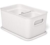 Tatay 7010901 Multipurpose Organizer Basket Set with Lid, 3X White, Medium