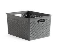 TATAY Rectangular Organiser Box 20L Bohol, Polypropylene, BPA Free, 100% Recycled Plastic. Anthracite Grey. Measures 30 x 39 x 21,5 cm