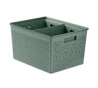 TATAY Set of 4 Bohol Rectangular Organiser Boxes (2 x 4L / 1 x 12L / 1 x 20L), Polypropylene, BPA Free, 100% Recycled Plastic, Green, Measures 30 x 39 x 21.5 cm