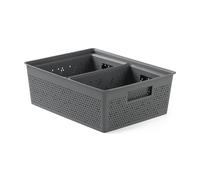TATAY Set of 3 Rectangular Organiser Boxes Bohol (2 x 4L + 1 x 12L), Polypropylene, BPA Free, 100% Recycled Plastic. Anthracite Grey. Measures 30 x 39 x 13,5 cm