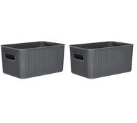 TATAY Storage Box Baobab, 5L Capacity, Polypropylene, BPA free, Anthracite Grey. Measures 18.1 x 27.2 x 13 cm (Pack of 2)