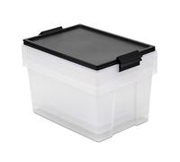 TATAY Set of 3 Storage Boxes with Lid, 35 L Capacity, with Handles, Lid 100% recycled materials, BPA Free, Black. Measures 37 x 51 x 26 cm