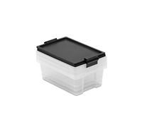 TATAY Set of 3 Storage Boxes with Lid, 60 L Capacity, with Handles and Wheels, Lid 100% recycled materials, BPA Free, Red. Measures 37 x 51 x 45 cm