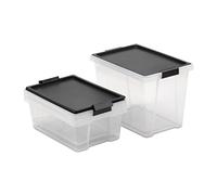 TATAY Set of 3 Storage Boxes with Lid, 35 L Capacity, with Handles, Lid 100% recycled materials, BPA Free, Red. Measures 37 x 51 x 26 cm
