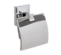 TATAY Toilet Roll Holder Wall Mounted or Stick On | No Drill or With Screws | Glue&Fix Kit (Supports 10kg) | Stainless Steel | Bathroom Accessory | 12x4.5x12 cm - Iconik - Metallic
