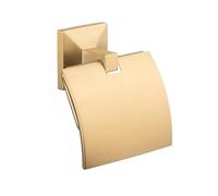 TATAY Toilet Roll Holder Wall Mounted or Stick On | No Drill or With Screws | Glue&Fix Kit (Supports 10kg) | Stainless Steel | Open Design | 12x4.5x12 cm - Iconik - Gold
