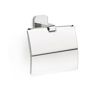TATAY Toilet Roll Holder with Lid for Toilet Paper Slim, Stainless Steel, Double Fixing System with Screws or Glu Fix. Measures 12 x 4,5 x 11,5 cm