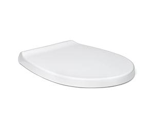 TATAY Toilet seat with controlled fall, rounded shape design, made of anti-bacterial PP, colour: white with glossy finish. Robust, and very resistant to impacts.