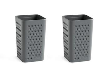 TATAY Toothbrush and Toothpaste Cup Bohol, Polypropylene, BPA Free, 100% Recycled Plastic, Anthracite Grey, Measures 6.5 x 6.5 x 11 cm (Pack of 2)
