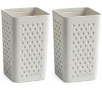 TATAY Toothbrush and Toothpaste Cup Bohol, Polypropylene, BPA Free, 100% Recycled Plastic, White, Measures 6.5 x 6.5 x 11 cm (Pack of 2)