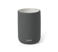 TATAY Toothbrush and Toothpaste Cup Soft, Ceramic Bath Accessory in Matt finish, BPA Free, Anthracite Grey, Measures 7.4 x 7.4 x 10.5 cm
