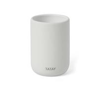 TATAY Toothbrush and Toothpaste Cup Soft, Ceramic Bath Accessory in Matt finish, BPA Free, White, Measures 7.4 x 7.4 x 10.5 cm