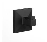 TATAY Towel Hook Bathroom Without Drilling or with Screws | Includes Glue&Fix Adhesive Kit (Holds up to 5kg) and Screws | Stainless Steel | Modern Design | 6 x 4.5 x 6 cm - Iconik Model - Black