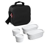 Tatay Urban Food Casual - Insulated Lunch Bag, 3L Capacity, 4 Plastic Food Storage Containers (2 x 0.5 L, 2 x 0.2 L) BPA Free, Black. Measure 22.5 x 10 x 22 cm