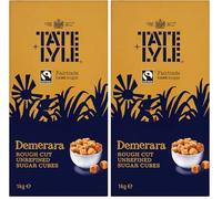 Tate & Lyle - Fairtrade Demerara Rough Cube Sugar - Fruity, Sweet-Spiced Crystals with Crunch - For Hot & Cold Drinks, Baking and Toppings - 1kg Pack (Pack of 2)