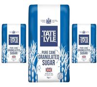 Tate Lyle Pure Cane Granulated Sugar - White - 1kg Bags (PACK OF 3) - Made in UK - T&L