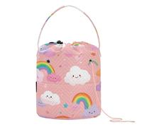 Tatenale Multicolored Stars Rainbows Yarn Bag Small Crochet Bag Drawstring Yarn Storage Organizer Knitting Project Bags Potable Yarn Holder with Holes Handle Crocheting Needles Knitting Accessories