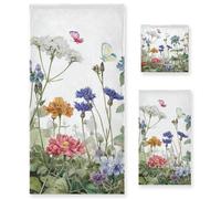 Tatenale Wildflower Bloom Butterfly Decorative Towels for Bathroom Bath Towel Sets Absorbent Microfiber Fancy Beach Towels Bathroom Towel Washcloth Sets