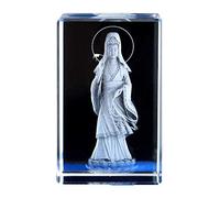 Tathagata Buddha Statue Shakyamuni Figurine Western Three Holy Buddhas Sculpture Crystal Inner Carving Amitabha Avalokitesvara Decoration Ornament for Buddhist,A Art collection