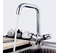 tatic Kitchen Faucet with Double Handle Adjustable tat Sink Mixer Tap Bathroom and Kitchen Sink Faucet Hot and Cold Water Control Modern Design