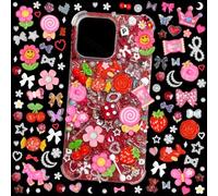 Tatiwoo 330 Pcs Junk Case Charms Kit - Mixed Bulk Red Flower Slime and Nail Decorations Set (S5-Red Flower)