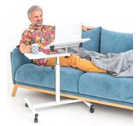 Tatkraft Bianca Ergonomic Sit-Stand Laptop Desk with Mouse Board on Wheels, Adjustable Height 72 - 110 cm, Tabletop 360° Swivel and 160° Tilt, Suitable for 7-17’’ laptops, Sturdy Elegant Design, White