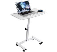 Tatkraft Cheer Laptop Desk Portable, Adjustable Height 52-84cm, Suitable for 7-17” Laptops, Mobile Laptop Stand with 4 casters, White