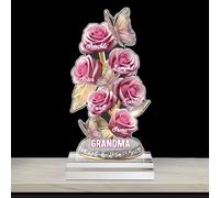 TATLETATLE 3D Acrylic Rose Decorative Plaque with Customizable Name,A Gift of Eternal Love for Mother,Exquisite Garden Theme Desktop Ornaments,Floral Decorations (style-01)