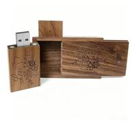 TATMOHIK Wood USB Flash Drive 32GB USB3.0 Wedding Flash Drive with Tiny Box | Wood USB Thumb Drive Wedding USB Drive with Wooden Gift Box for Storing Photos Walnut USB Wood Box with Mr & Mrs Print