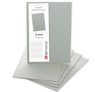 TATMOTIVE Premium Bookbinding Cardboard, Pack of 10, DIN A4, 2 mm, 1260 g/m², Model Building Cardboard, Craft Cardboard, Grey Cardboard