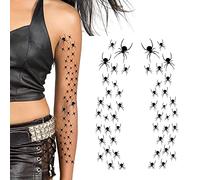 Tatodays black vampire flying bats tattoos temporary tattoos spiders ghosts scars women arm halloween realistic temp tatoo waterproof sp halloween tattoo (Spiders)