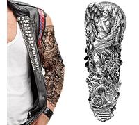 Tatodays Temporary tattoo full arm angel dove stick on body art transfer halloween adult temp sticker biker rocker punk 80's angel dove heaven tribal gothic