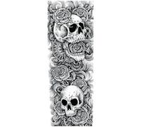 Tatodays temporary tattoo full arm skulls roses gothic stick on body art transfer for women and men cosplay fancy dress biker rocker halloween adult temp tattoo for arms