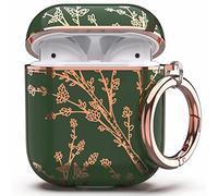 TATOFY Case Cover for AirPods 1&2, Elegant Cute Flower Patterns Protective Hard Case with Clip Keychain