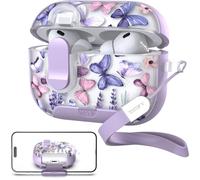 TATOFY for AirPod Pro 3 Case (2025) with Phone Stand Lanyard Lock Cleaning Kit, Compatible with Magsafe, Flowers Hard AirPods Pro 3rd Generation Cover for Women (Buttfly, AirPods Pro 3)