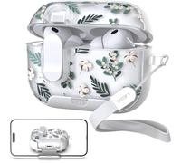 TATOFY for AirPod Pro 3 Case (2025) with Phone Stand Lanyard Lock Cleaning Kit, Compatible with Magsafe, Flowers Hard AirPods Pro 3rd Generation Cover for Women (Green, AirPods Pro 3)
