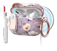 TATOFY for AirPods Pro 2nd Generation Case with Lock Carabiner Cleaner, Slim AirPod Pro 1st & 2nd Hard Case Cover, Compatible with MagSafe (Gray Purple)