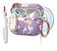 TATOFY for AirPods Pro 2nd Generation Case with Lock Carabiner Cleaner, Slim AirPod Pro 1st & 2nd Hard Case Cover, Compatible with MagSafe (Purple)