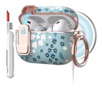 TATOFY for AirPods Pro 3rd (2025) Generation Case with Lock Carabiner Cleaner, Slim AirPod Pro 3 Hard Case Cover, Compatible with MagSafe (Cyan)