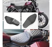 TaTonCycle Motorcycle Driver Passenger Comfortable Soft Leather Dual Double Seat Pad Seat Saddle Cushion fit for Ho-n-da Rebel 1100 CMX1100 Parts 2021 2022 2023 (Gloss black with diamond style)