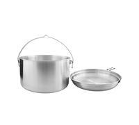 Tatonka Kettle Camping Cooking Set 6.0 L - Stainless Steel Pot and Pan - 6 Litre Volume - With Handle for Hanging - Diameter 28.5 x 16 cm