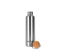 Tatonka Stainless Steel Drinking Bottle Hot + Cold Stuff Bamboo Lid 1000 ml - Unbreakable Insulated Bottle with Bamboo Lid - Dishwasher Safe and BPA-Free - 1 Litre