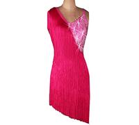 TATOS Fringe Cha Cha Performance Costume Latin Dancing Dresses Women Salsa Dance Outfit Ballroom Competition Dancewear,RoseRed,S